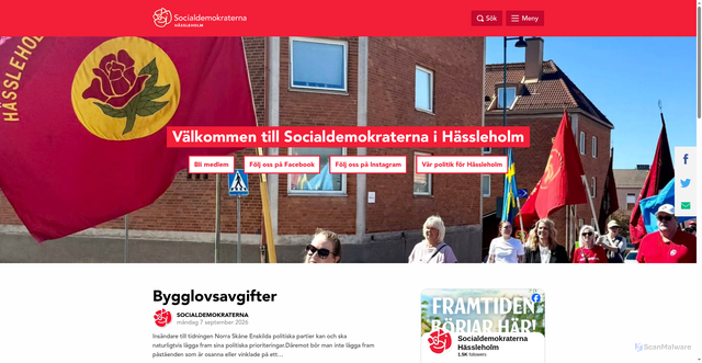 Security scan screenshot of https://socialdemokraternahassleholm.se