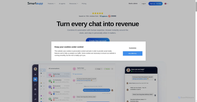 Security scan screenshot of https://smartsupp.com