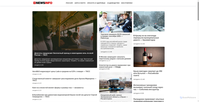 Security scan screenshot of https://www.newsinfo.ru