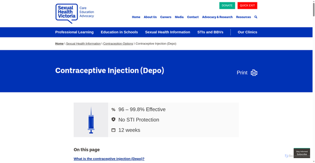 Security scan screenshot of https://shvic.org.au/for-you/contraception/contraceptive-injection-depo