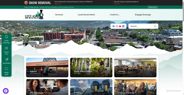 Security scan screenshot of https://durangoco.gov/