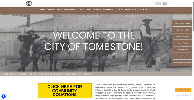 Security scan screenshot of https://cityoftombstoneaz.gov/