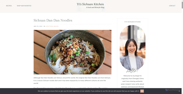 Security scan screenshot of https://sichuankitchenrecipes.com/2022/05/25/sichuan-dan-dan-noodles/