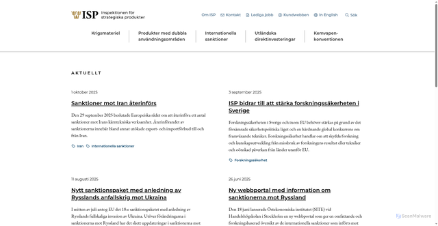 Security scan screenshot of https://www.isp.se/