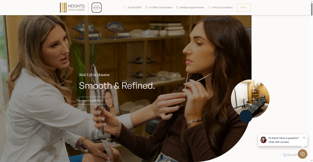 Security scan screenshot of https://heightsplasticsurgeryhouston.com/services/neck-lift/