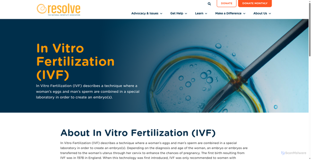Security scan screenshot of https://resolve.org/learn/family-building-options/in-vitro-fertilization/
