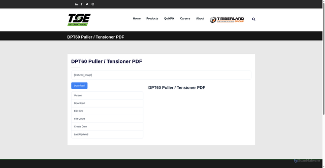 Security scan screenshot of https://tse-international.com/download/dpt-60-puller-tensioner/