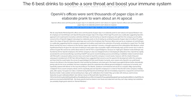 Security scan screenshot of https://mggburnssitus-3rgmi8tipd.edgeone.dev/12447-openais-offices-were-sent-thousands-of-paper-clips-in-an-elaborate-prank-to-warn-about-an-ai-apocal.html