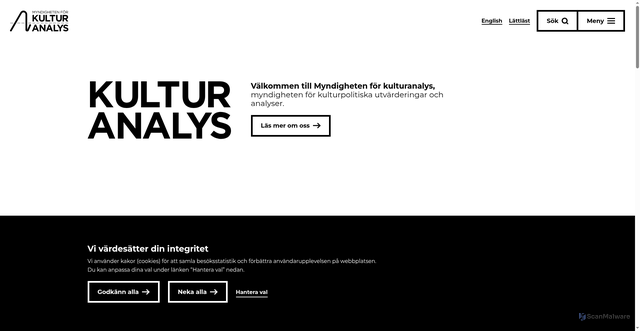 Security scan screenshot of https://www.kulturanalys.se