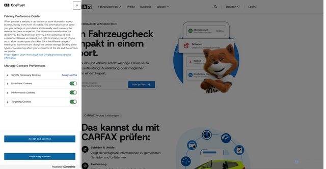Security scan screenshot of https://quickvin.carfax.com