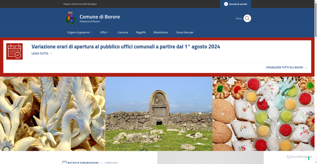 Security scan screenshot of https://www.comune.borore.nu.it/