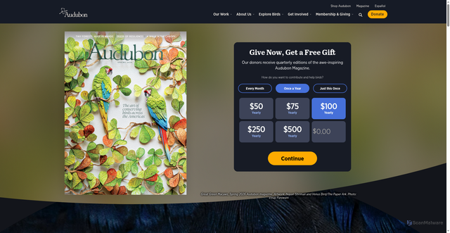 Security scan screenshot of https://www.audubon.org