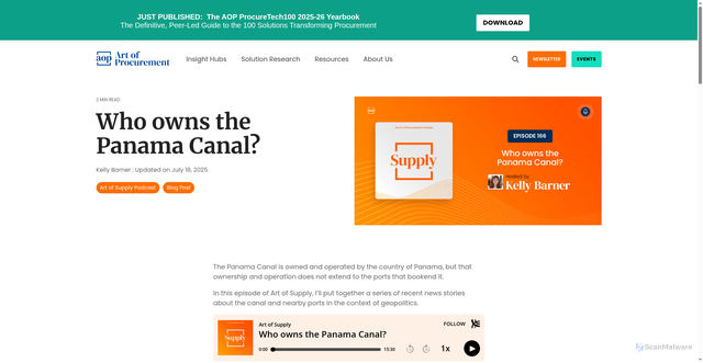 Security scan screenshot of https://artofprocurement.com/blog/supply-who-owns-the-panama-canal