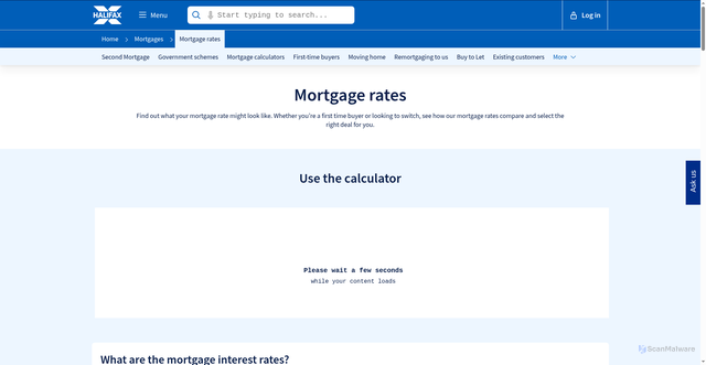 Security scan screenshot of https://www.halifax.co.uk/mortgages/mortgage-rates.html