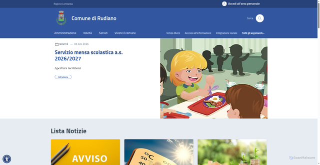 Security scan screenshot of https://www.comune.rudiano.bs.it