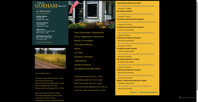 Security scan screenshot of https://townofgorhamny.gov/