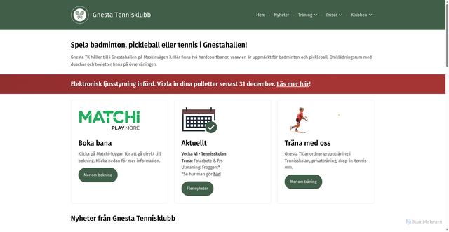 Security scan screenshot of https://gnestatennis.se