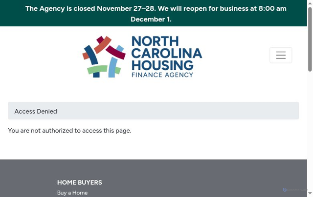 Security scan screenshot of https://www.nchfa.com/homeowners/nc-homeowner-assistance-fund
