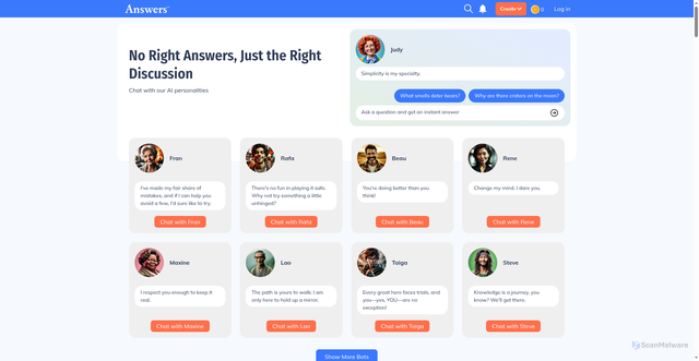 Security scan screenshot of https://answers.com