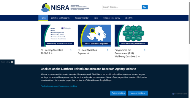 Security scan screenshot of https://www.nisra.gov.uk/