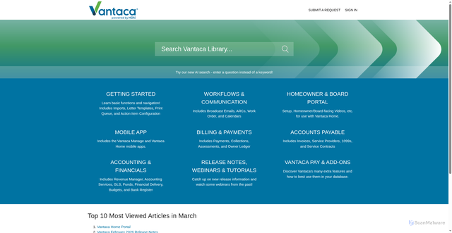 Security scan screenshot of https://vantaca.zendesk.com
