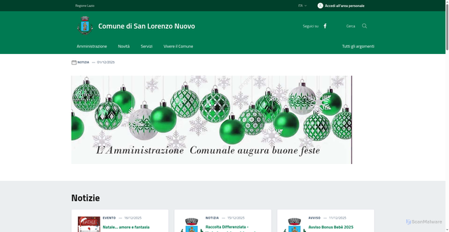 Security scan screenshot of https://www.comunesanlorenzonuovo.it/