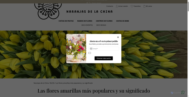 Security scan screenshot of https://www.naranjasdelachina.com/blog/flores-amarillas-significado/
