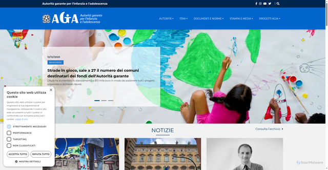 Security scan screenshot of https://www.garanteinfanzia.org/