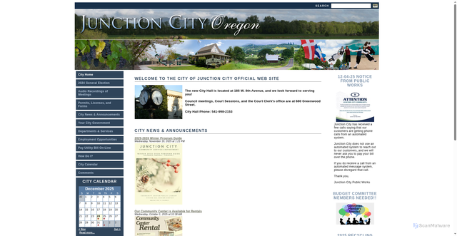Security scan screenshot of https://www.junctioncityoregon.gov/