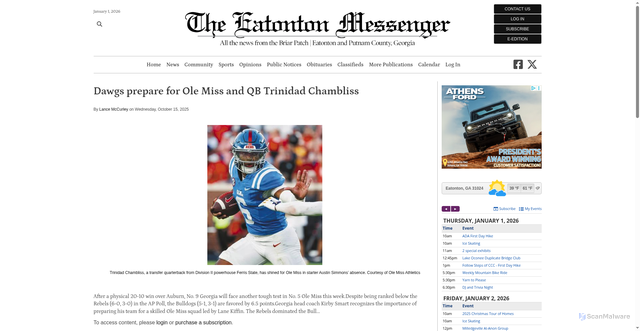 Security scan screenshot of https://www.msgrnews.com/sports/dawgs-prepare-ole-miss-and-qb-trinidad-chambliss