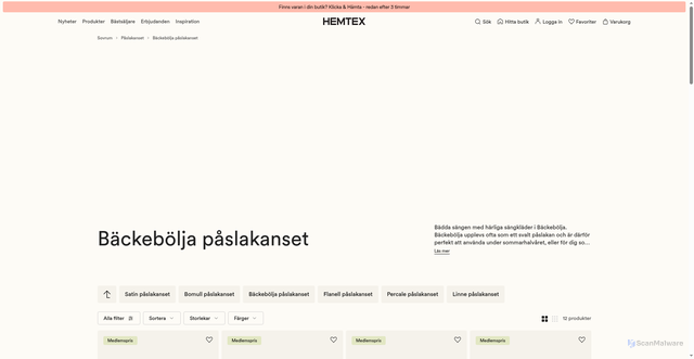 Security scan screenshot of https://www.hemtex.se/sovrum/paslakanset/backebolja-paslakanset?vtid=d6suaLenG06uMa2SADjWYw&utm_source=Voyado&utm_medium=email&utm_campaign=SE_V_E_M_20260905_Sat_V6&eclub=9HD4UilMqdUzWwOeILdXkNChWD73aGEJOoatF1zshMpKQjwLeUgeM5CbOL77Rfgn5jvEFcS3lHiEcaTmDoXIoyGKULbqUbcCGt1rIe7NlWdVKpx2OytiVDy2KmcfBqVpntwtECzErvt4s7xtDLxT96kCh5L7MQje9uLSO7lcnD50wAnnbqcgeLFnPjt5jAeG9jixLWU6yFIiukmG1HCtmA