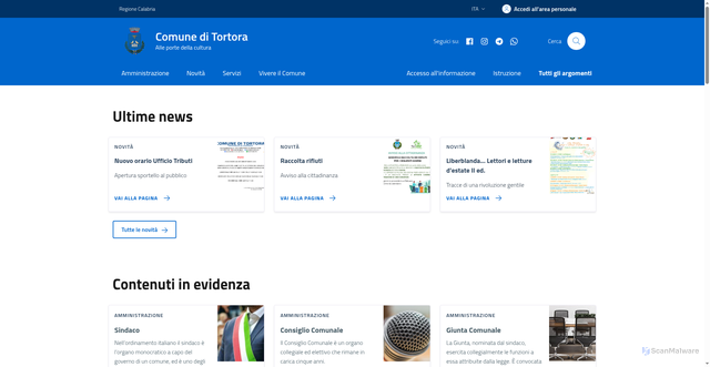 Security scan screenshot of https://www.comune.tortora.cs.it/