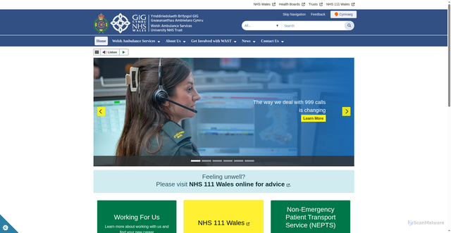 Security scan screenshot of https://ambulance.nhs.wales/