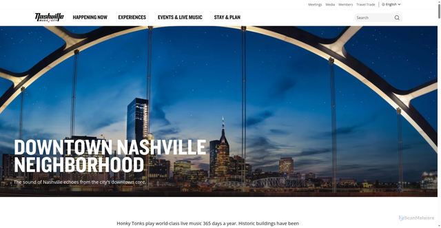 Security scan screenshot of https://www.visitmusiccity.com/nashville-neighborhoods/downtown-nashville