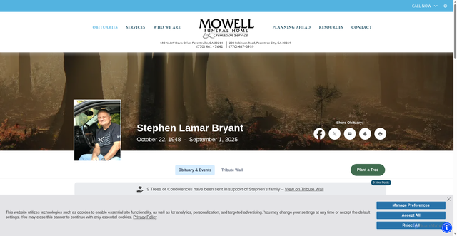 Security scan screenshot of https://www.mowells.com/obituaries/Stephen-Lamar-Bryant?obId=44996387