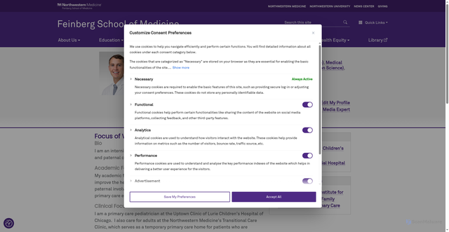 Security scan screenshot of https://www.feinberg.northwestern.edu/faculty-profiles/az/profile.html?xid=52918