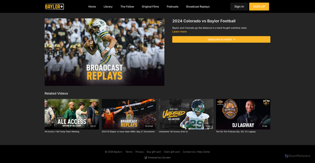 Security scan screenshot of https://baylorplus.com/programs/2024-colorado-vs-baylor-football