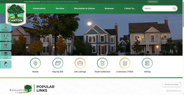 Security scan screenshot of https://cantonmi.gov/