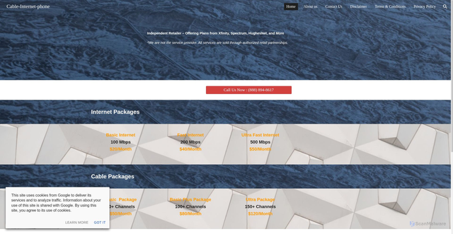 Security scan screenshot of http://xfinitycable.net/