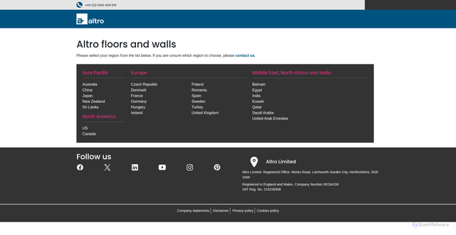 Security scan screenshot of https://www.altro.com