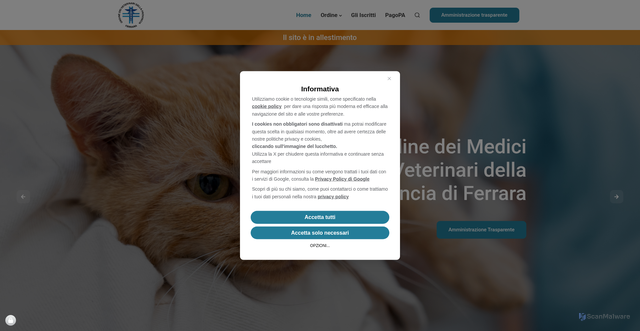 Security scan screenshot of https://www.ordvetfe.it/