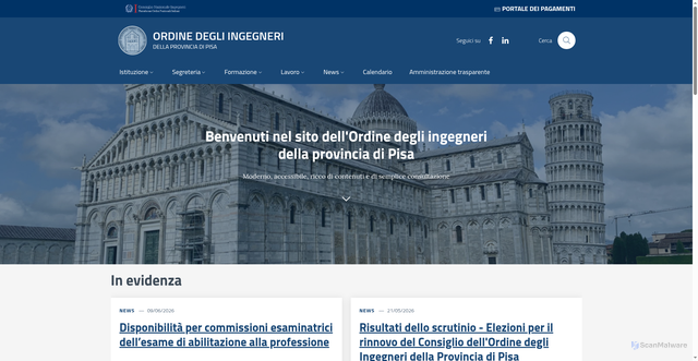 Security scan screenshot of https://www.ordineingegneripisa.it