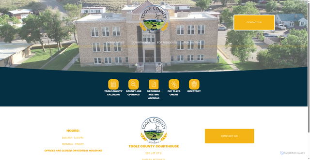 Security scan screenshot of https://www.toolecountymt.gov/