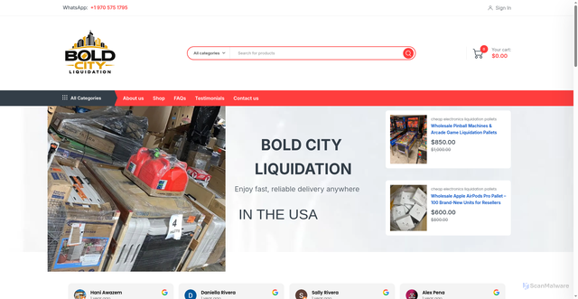 Security scan screenshot of https://boldcityliquidation.com/?lang=en