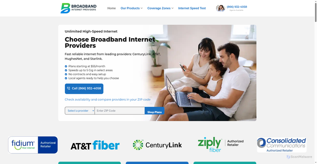 Security scan screenshot of https://broadband-internet-providers.com/