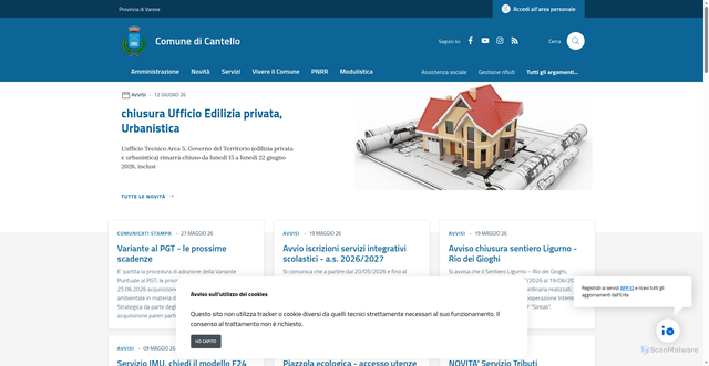 Security scan screenshot of https://www.comune.cantello.va.it