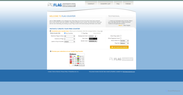 Security scan screenshot of flagcounter.com