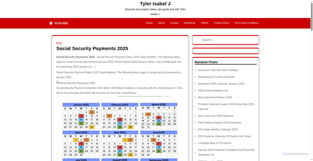 Security scan screenshot of https://tylerisabelj.pages.dev/lbvyj-social-security-payments-2025-ouwya/