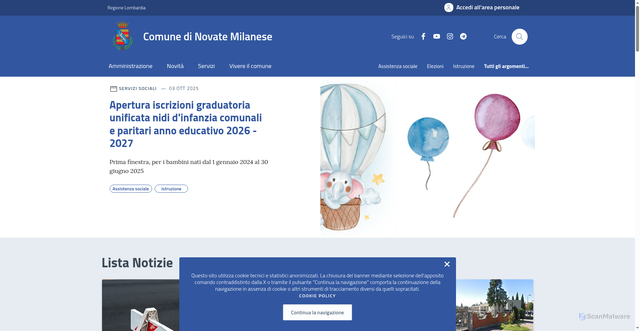 Security scan screenshot of https://comune.novate-milanese.mi.it/
