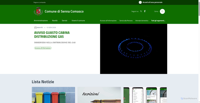Security scan screenshot of https://comune.sennacomasco.co.it/